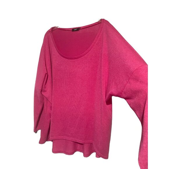 Womens Hot Pink Loose Fit Long Sleeve Top By Uget - Picture 3 of 3